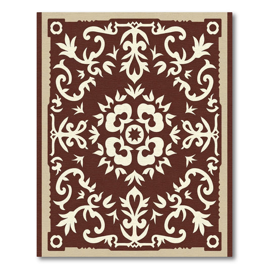 Rich Brown Floral Scroll Medallion Rug