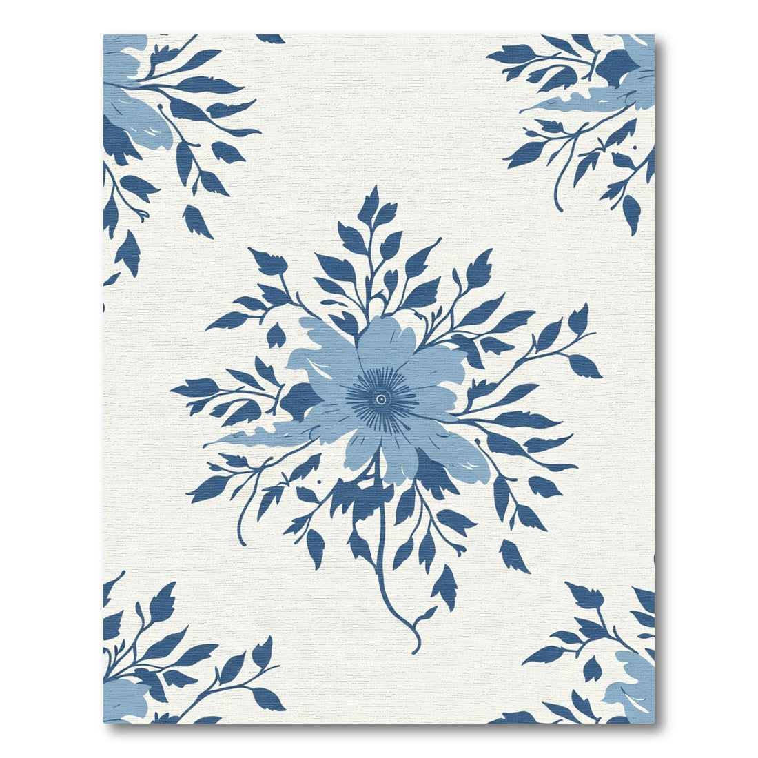 Blue Floral Branch Medallion Rug