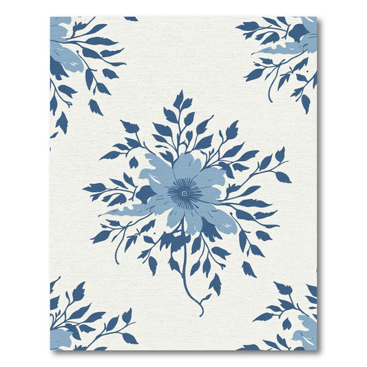 Blue Floral Branch Medallion Rug