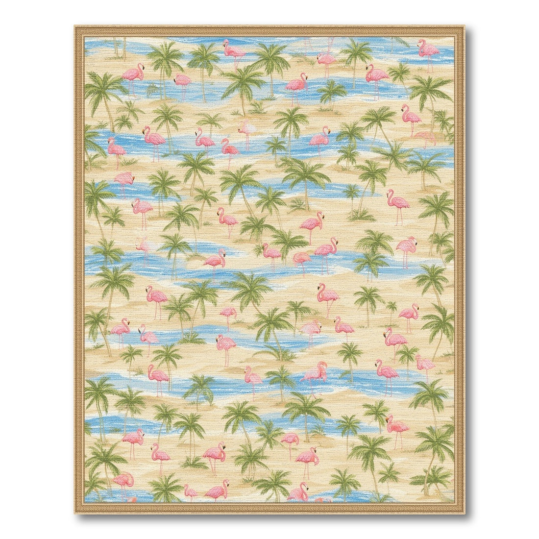 Pink Flamingo Coastal Beach Area Rug