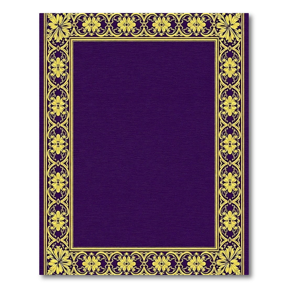 Regal Purple Yellow Floral Border Rug