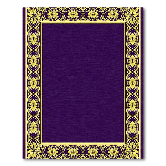 Regal Purple Yellow Floral Border Rug