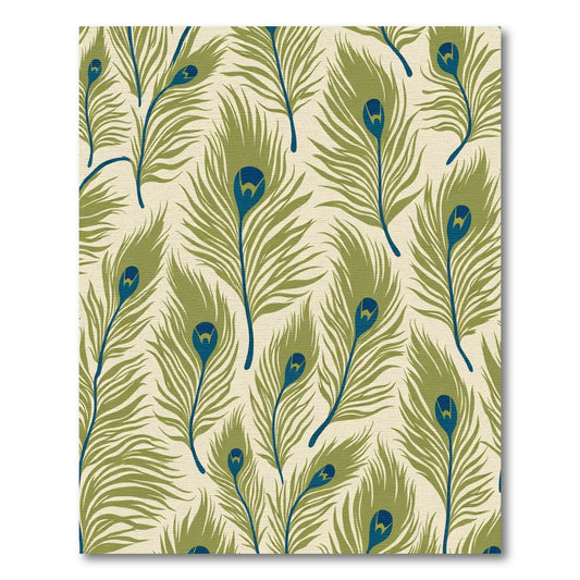 Olive Green Blue Peacock Feather Array Rug