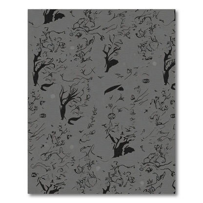 Monochromatic Ink Drawn Trees Collage Rug