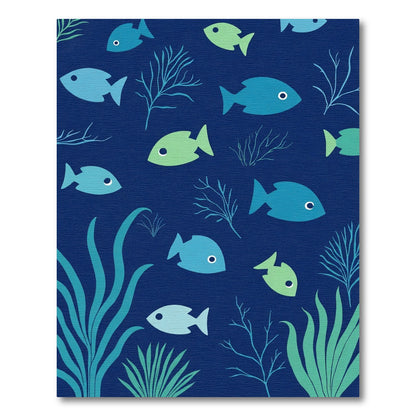 Aqua Blue Fish Coral Reef Rug