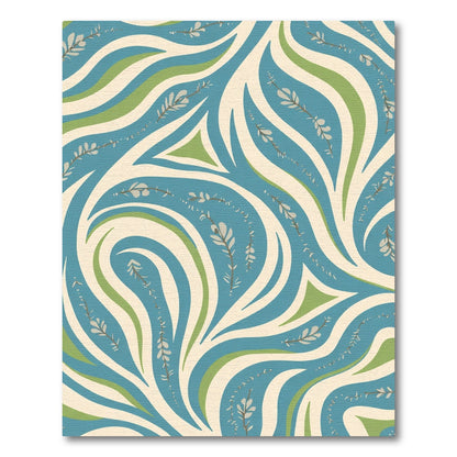 Abstract Blue Green Cream Floral Flow Rug