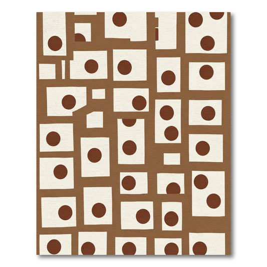 Brown Cream Scattered Dot Composition Rug