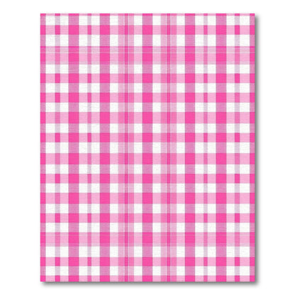 Pink Rustic Farmhouse Pink Gingham Check Washable Area Rug