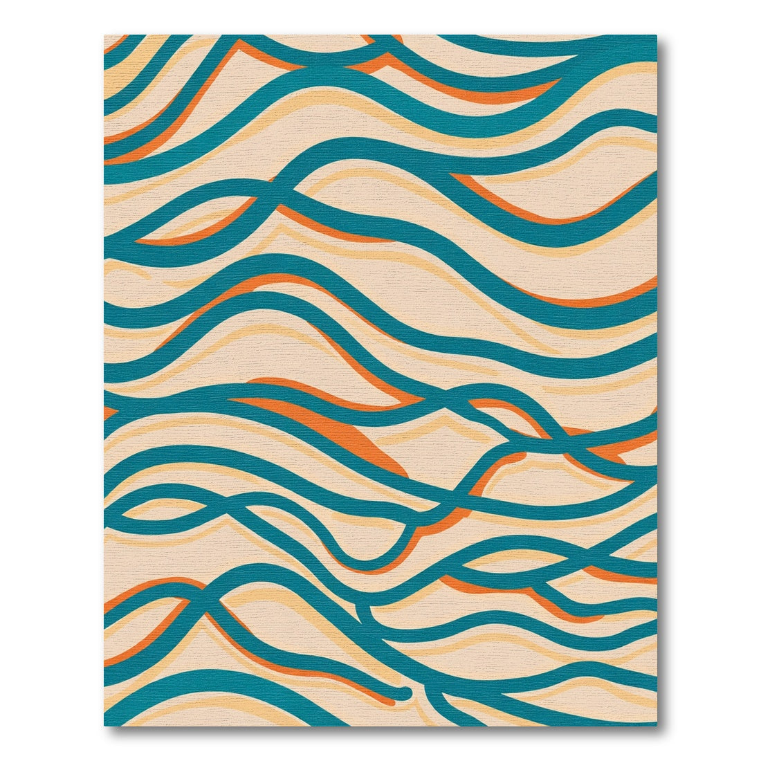 Teal Orange Cream Wavy Stripe Rug