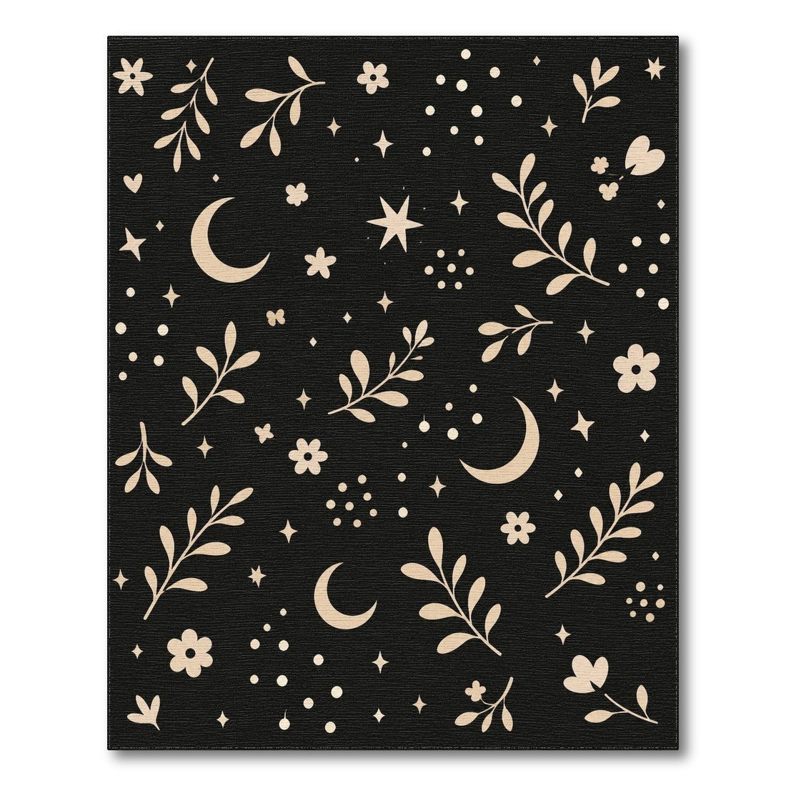 Boho Chic Celestial Floral Black Area Rug