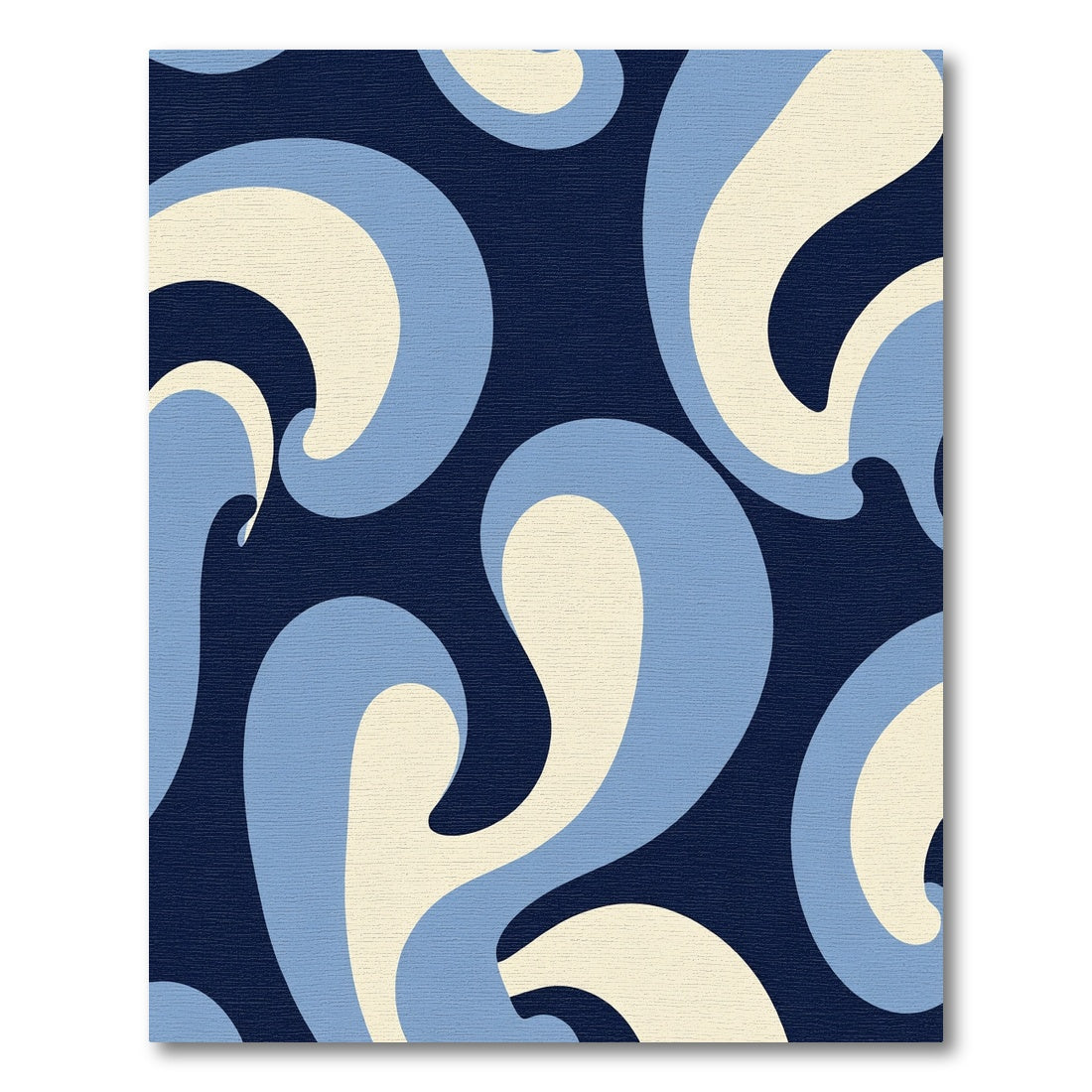 Retro Swirl Cream Blue Navy Rug