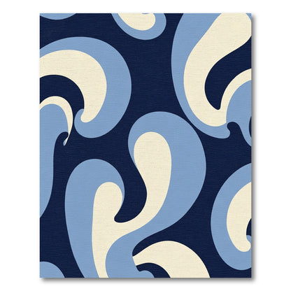 Retro Swirl Cream Blue Navy Rug