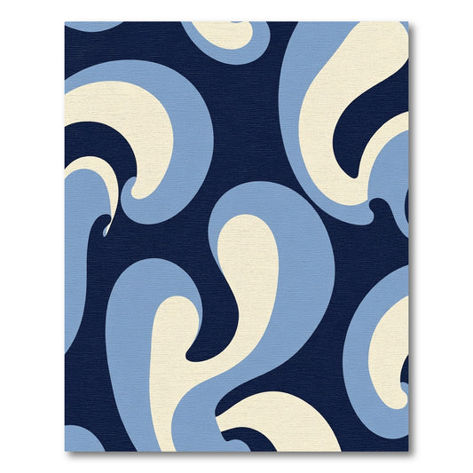 Retro Swirl Cream Blue Navy Rug