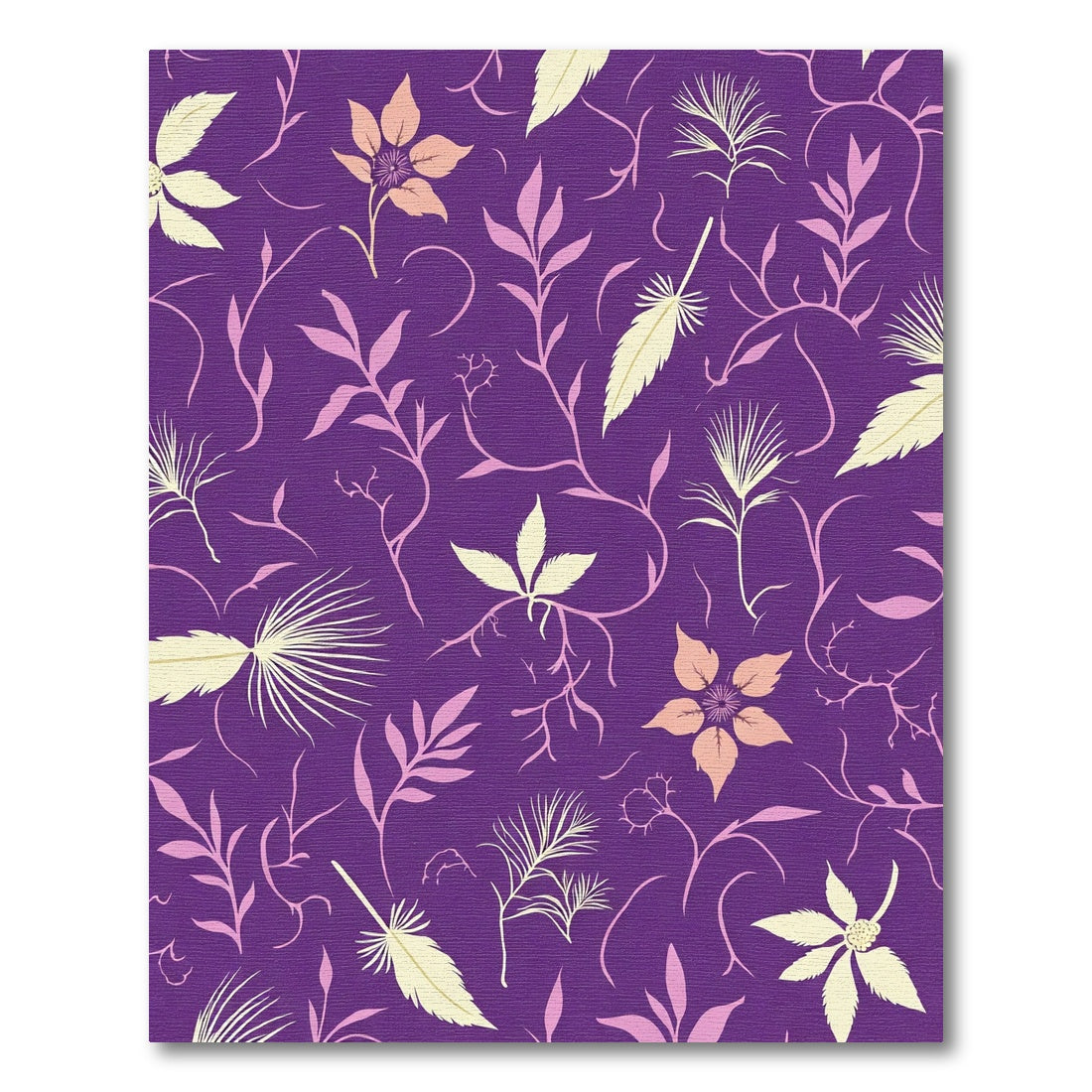 Plum Floral Vine With Feathers Rug