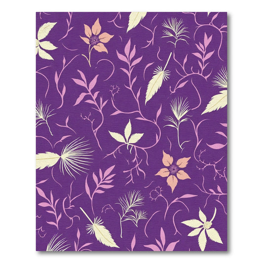 Plum Floral Vine With Feathers Rug