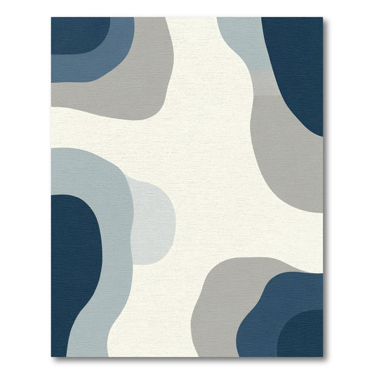 Cool Blue Waves Abstract Rug