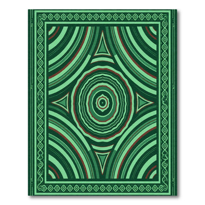Deep Emerald Concentric Circles Triangles Rug