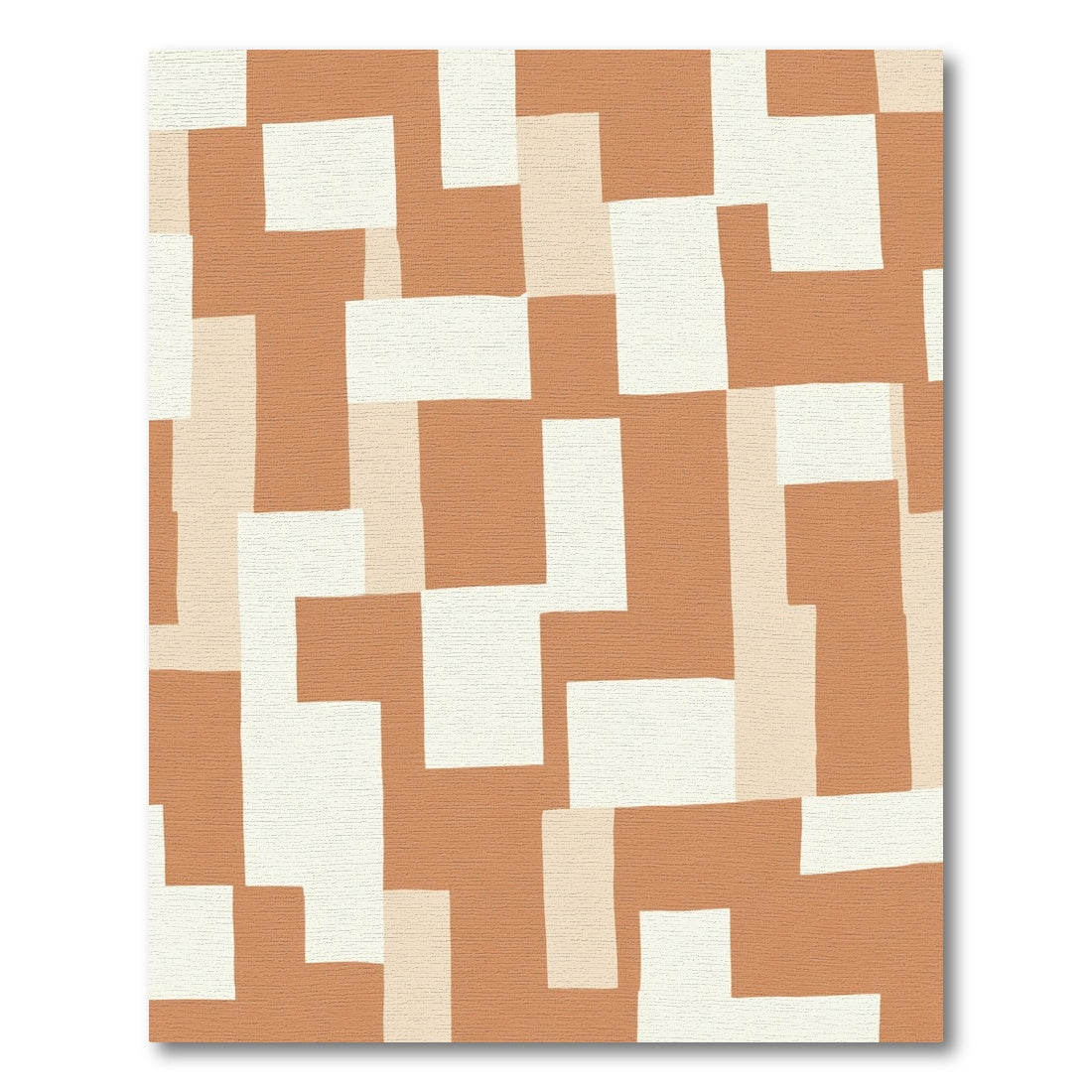 Terracotta Neutral Geometric Blocks Rug