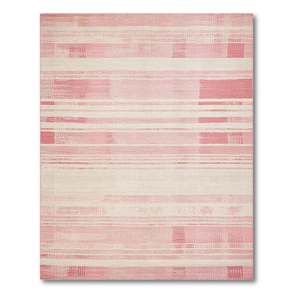 Pink Distressed Striped Area Rug