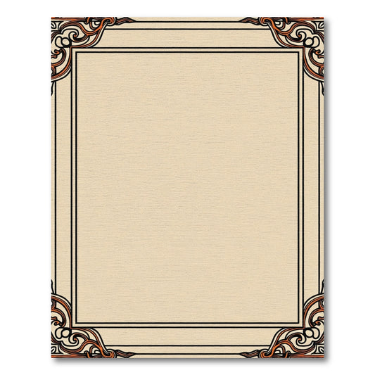 Cream Orange Swirls Border Rug