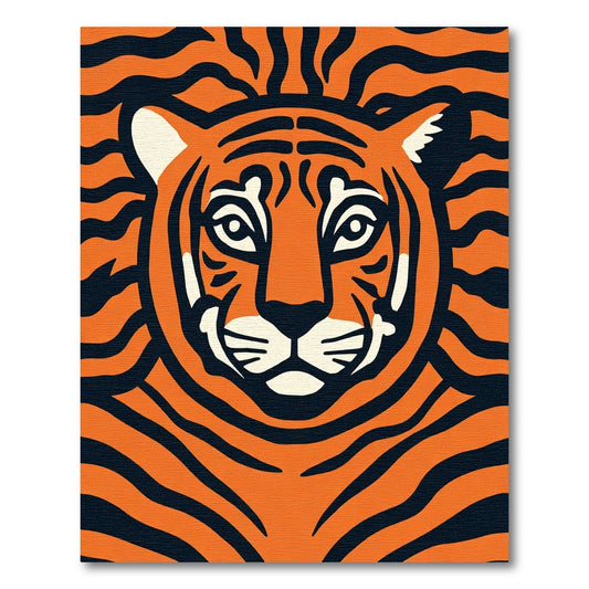 Bold Orange Tiger Face Stripes Rug