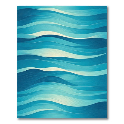 Abstract Blue Layered Waves Rug