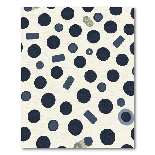 Modern Navy Circles Rectangles Rug