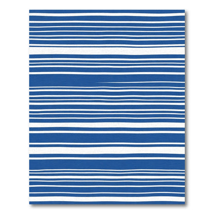Deep Blue White Hand Drawn Stripes Rug