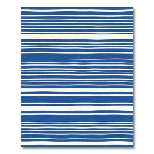 Deep Blue White Hand Drawn Stripes Rug