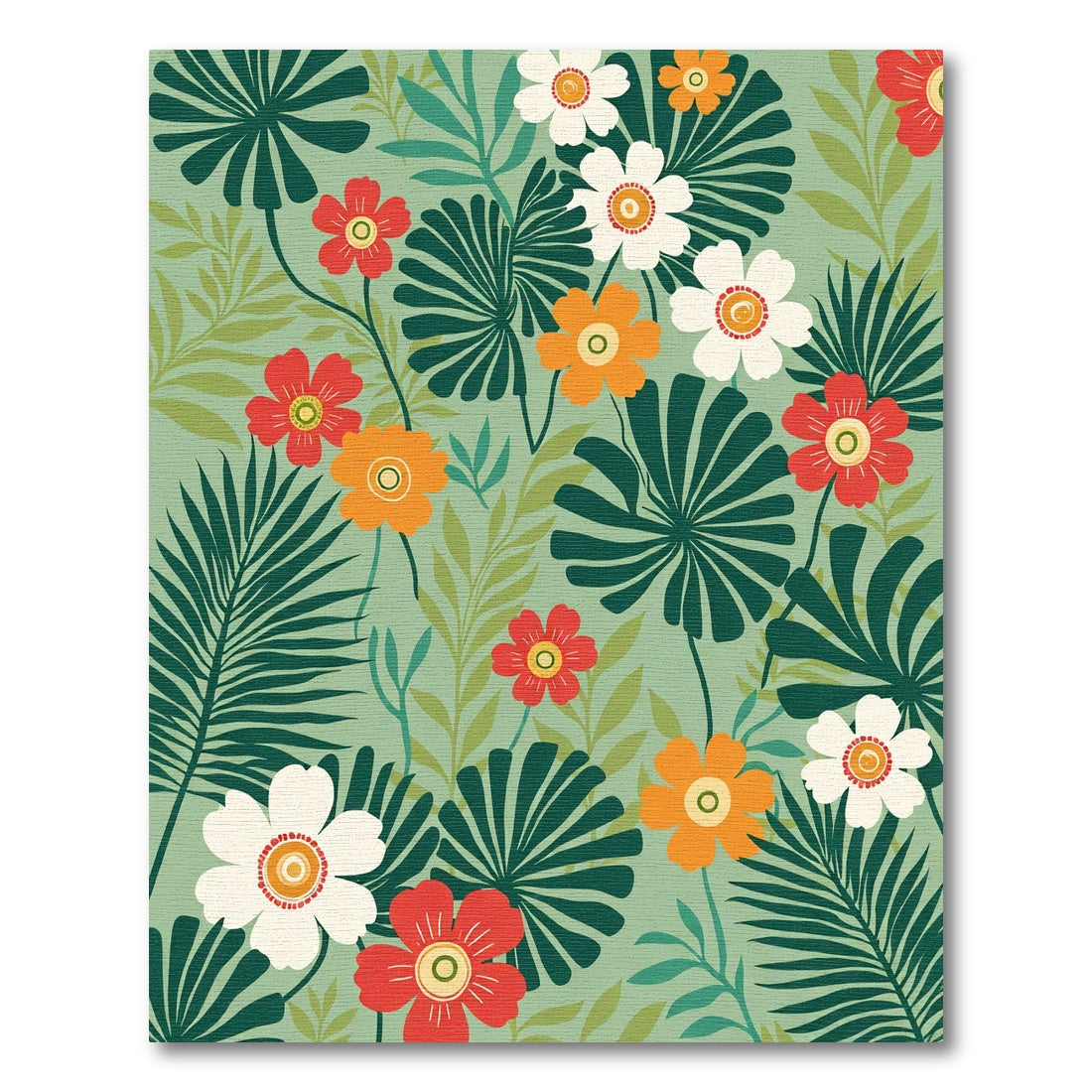 Vibrant Tropical Bloom Foliage Rug