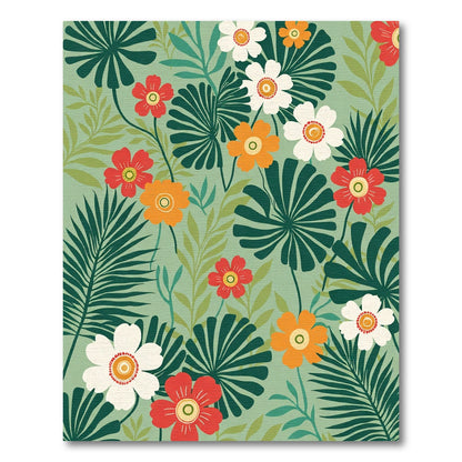 Vibrant Tropical Bloom Foliage Rug