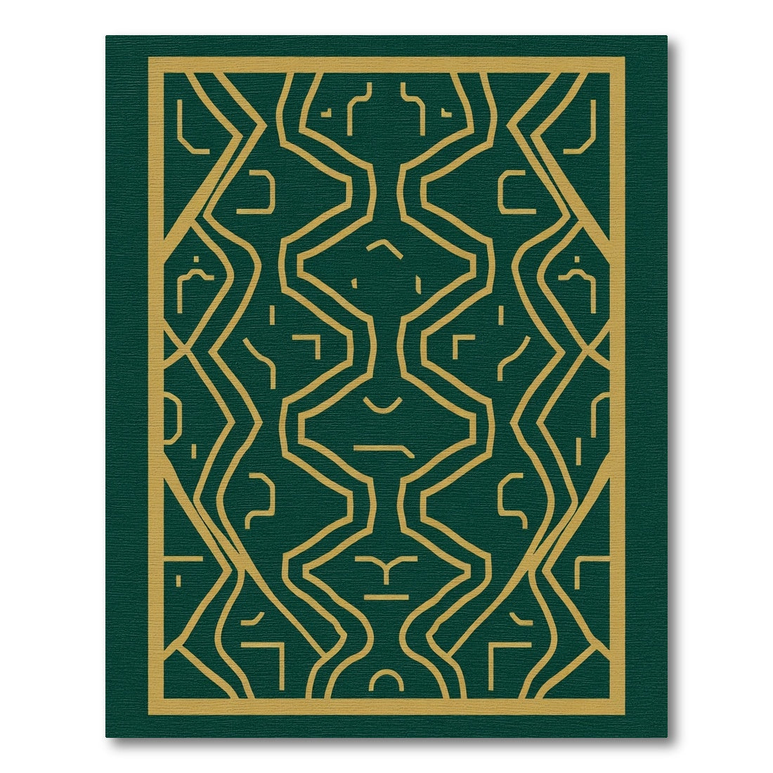 Emerald Gold Abstract Linear Deco Rug