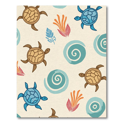 Oceanic Sea Turtle Swirl Coral Rug