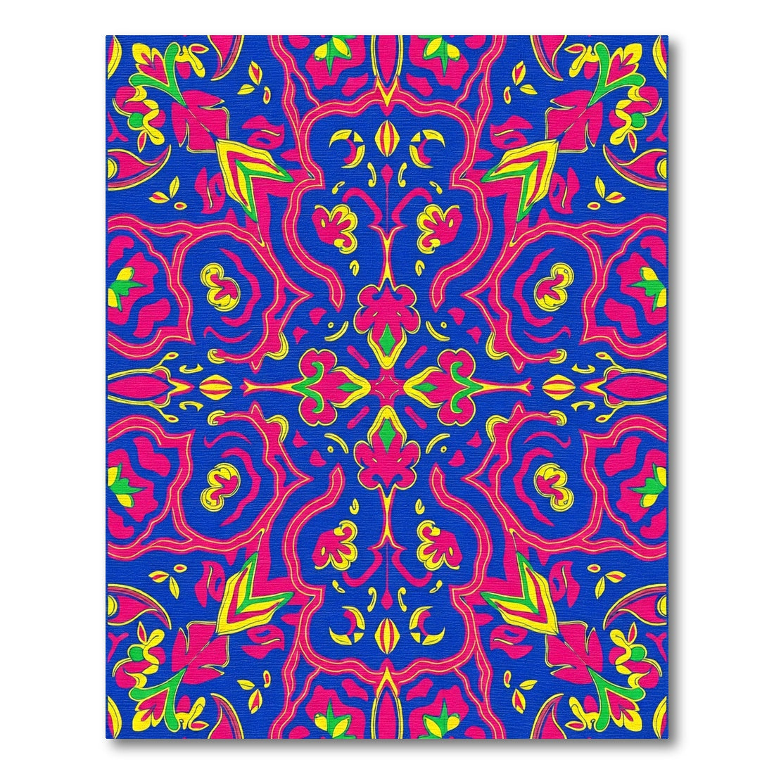 Vivid Pink Yellow Blue Mandala Rug