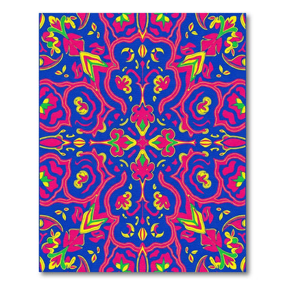 Vivid Pink Yellow Blue Mandala Rug