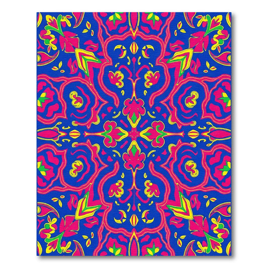 Vivid Pink Yellow Blue Mandala Rug
