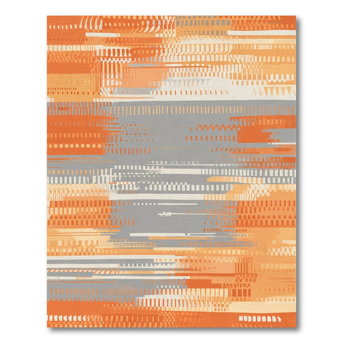 Orange Gray Abstract Glitch Lines Rug
