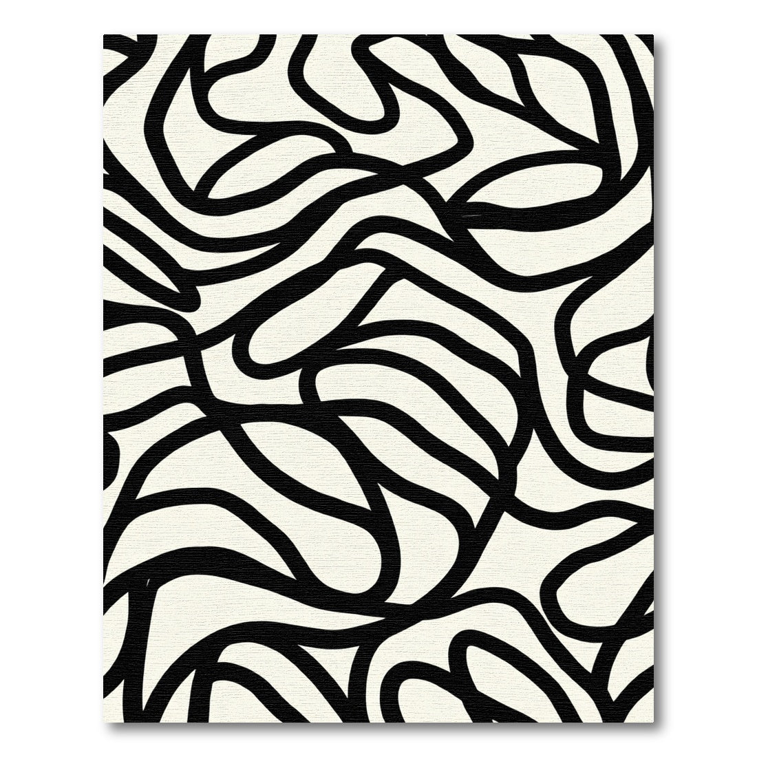Black White Abstract Flowing Lines Rug
