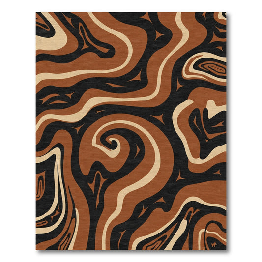 Brown Beige Swirl Contemporary Abstract Rug