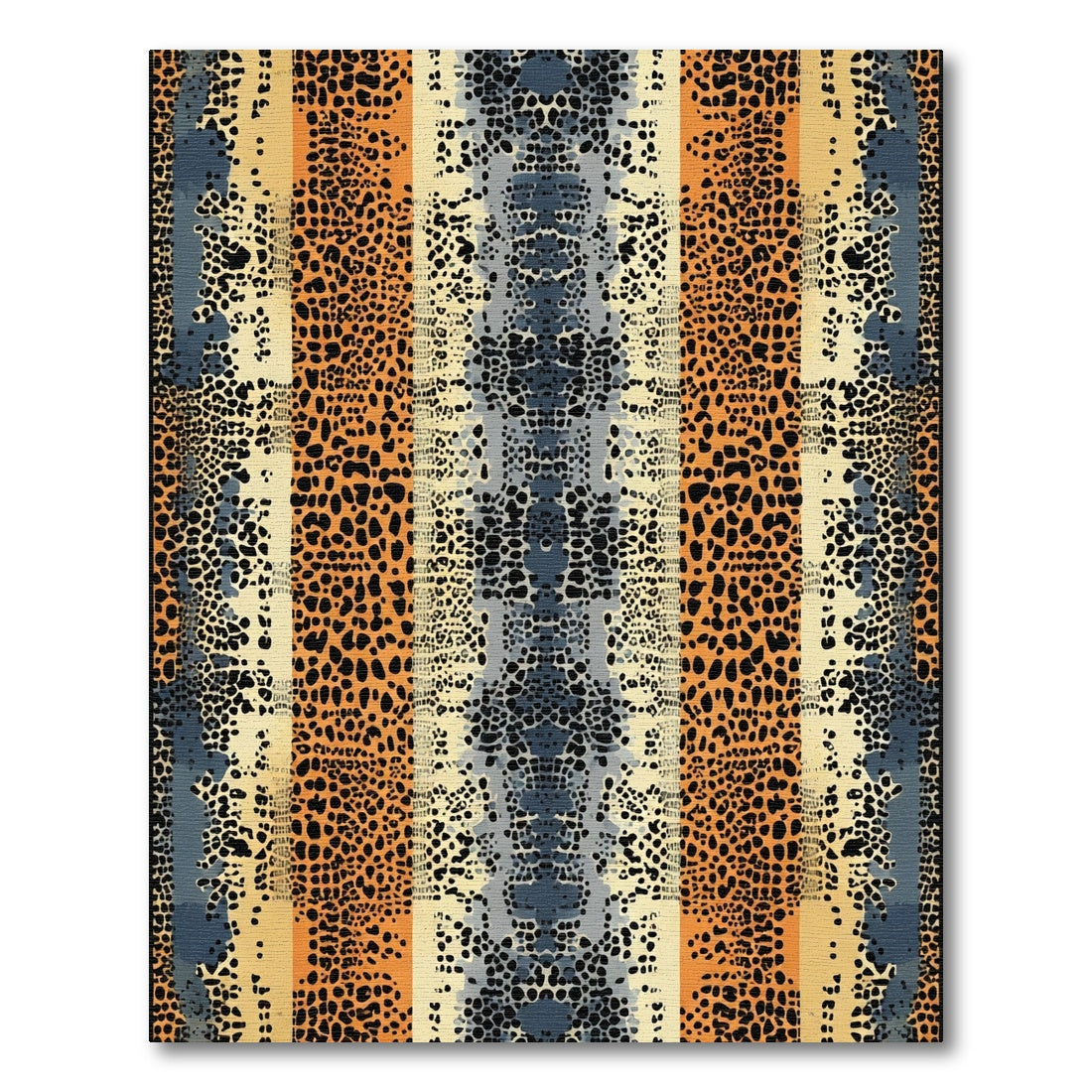 Leopard Print Striped Ombre Rug