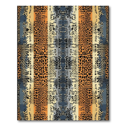 Leopard Print Striped Ombre Rug