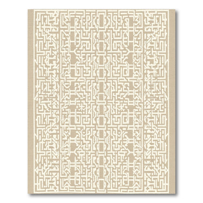 Modern Beige Abstract Geometric Line Rug