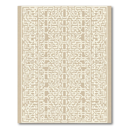 Modern Beige Abstract Geometric Line Rug
