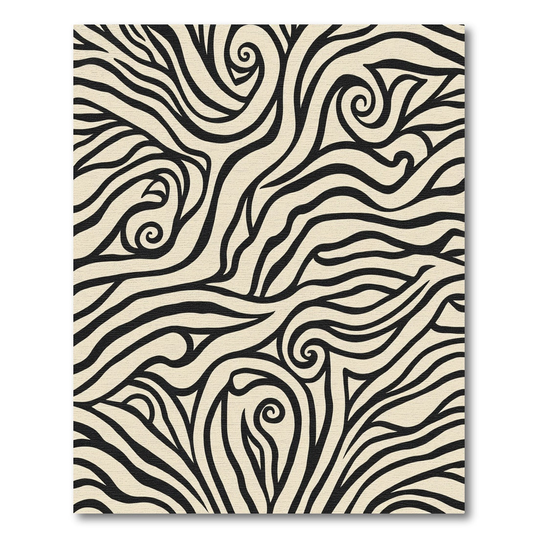 Bold Black Swirl Ivory Abstract Rug