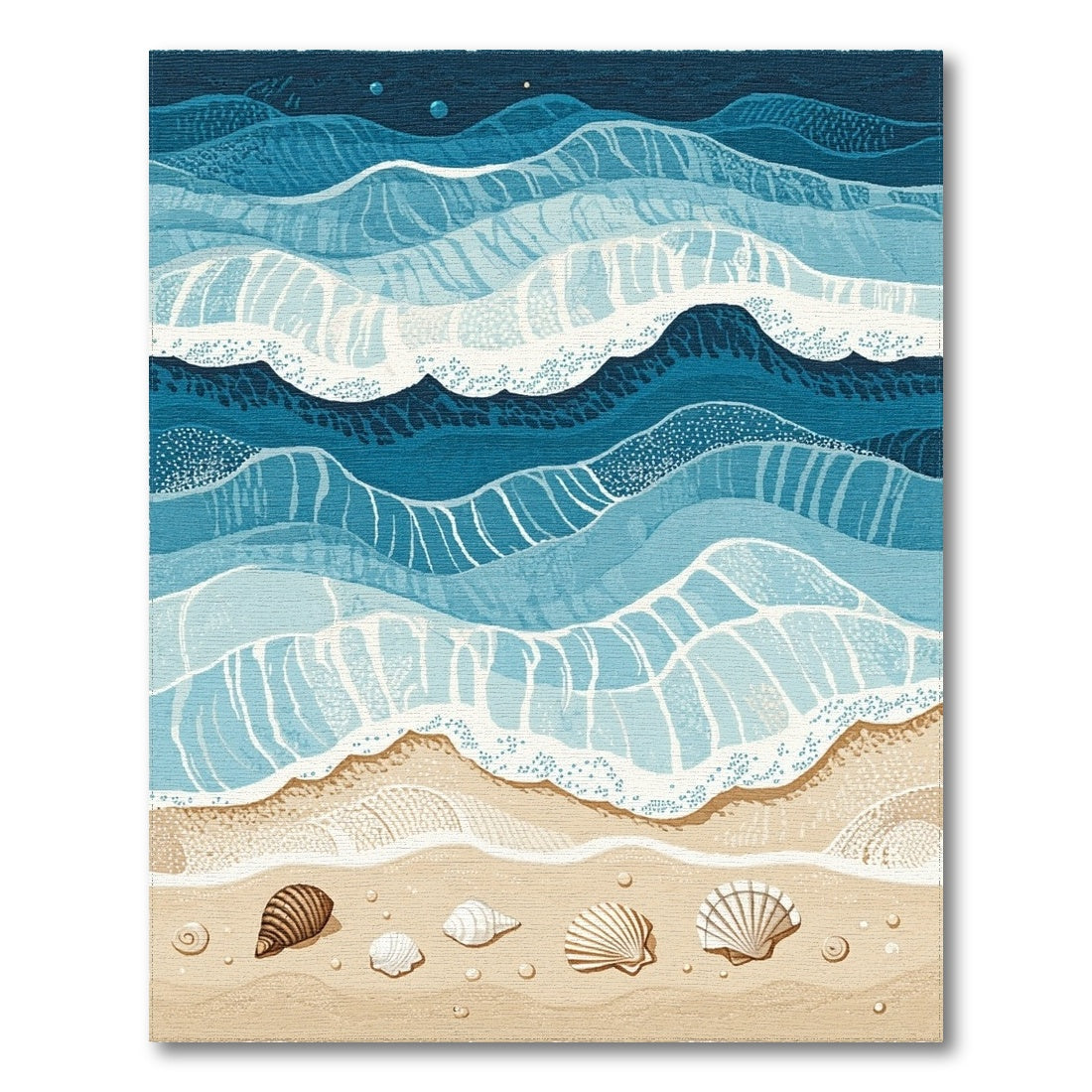 Coastal Beach Ocean Waves Area Rug