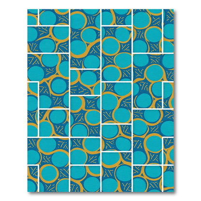 Teal Gold Abstract Circles Arrangement Rug