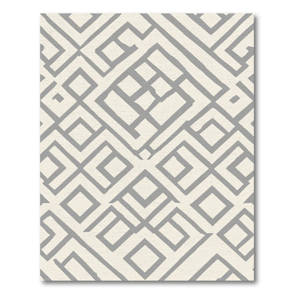 Neutral Gray Abstract Geometric Links Rug