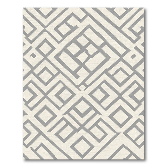 Neutral Gray Abstract Geometric Links Rug