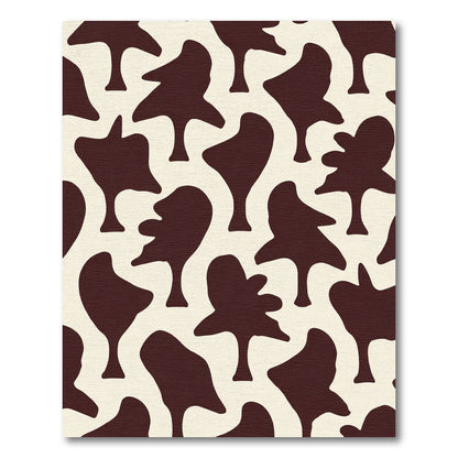 Brown Cream Abstract Blotchy Tree Shapes Rug