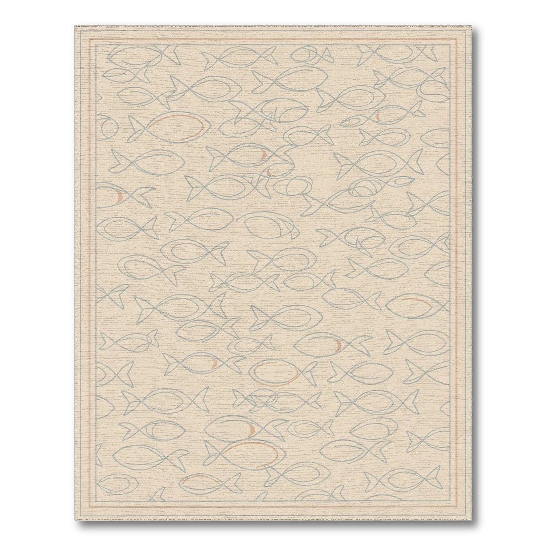 Beige Coastal Fish Area Rug